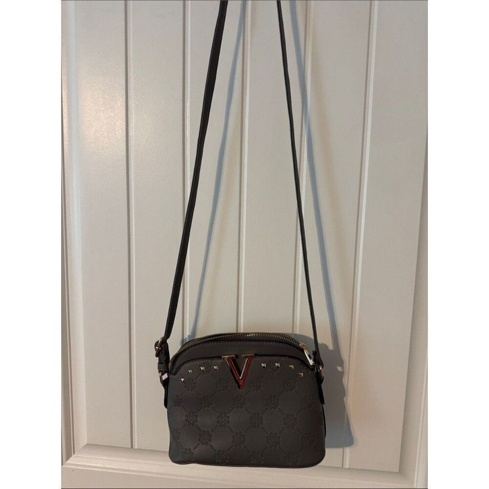 V-Emblem Crossbody Bag in Dark Gray